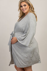 PinkBlush Heather Grey Delivery/Nursing Maternity Plus Robe