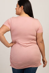 PinkBlush Pink Ruched Short Sleeve Plus Maternity Top