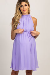 PinkBlush Lavender Chiffon High Neck Maternity Dress