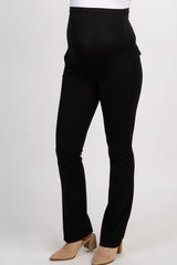 Black Solid Boot Cut Maternity Pants