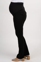 Black Solid Boot Cut Maternity Pants