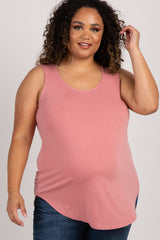 Salmon Sleeveless Maternity Plus Tank Top