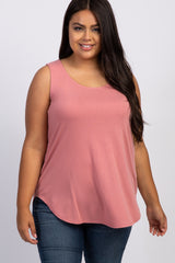 Salmon Sleeveless Maternity Plus Tank Top