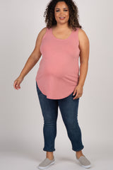 Salmon Sleeveless Maternity Plus Tank Top