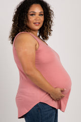 Salmon Sleeveless Maternity Plus Tank Top