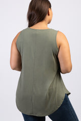 Light Olive Sleeveless Plus Tank Top