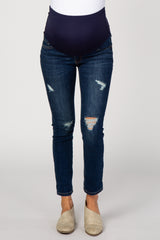 PinkBlush Navy Blue Distressed Maternity Skinny Jeans