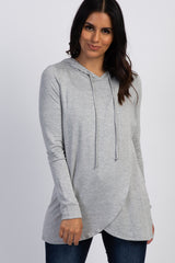 PinkBlush Heather Grey Wrap Front Maternity Nursing Hoodie