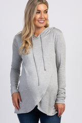 PinkBlush Heather Grey Wrap Front Maternity Nursing Hoodie