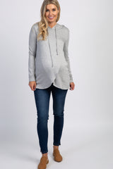 PinkBlush Heather Grey Wrap Front Maternity Nursing Hoodie