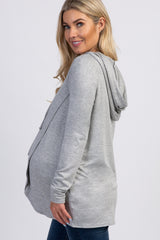 PinkBlush Heather Grey Wrap Front Maternity Nursing Hoodie