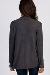 PinkBlush Charcoal Grey Knit Draped Wrap V-Neck Nursing Top