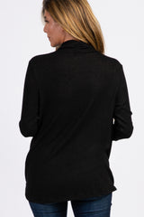 PinkBlush Black Knit Draped Wrap V-Neck Nursing Top