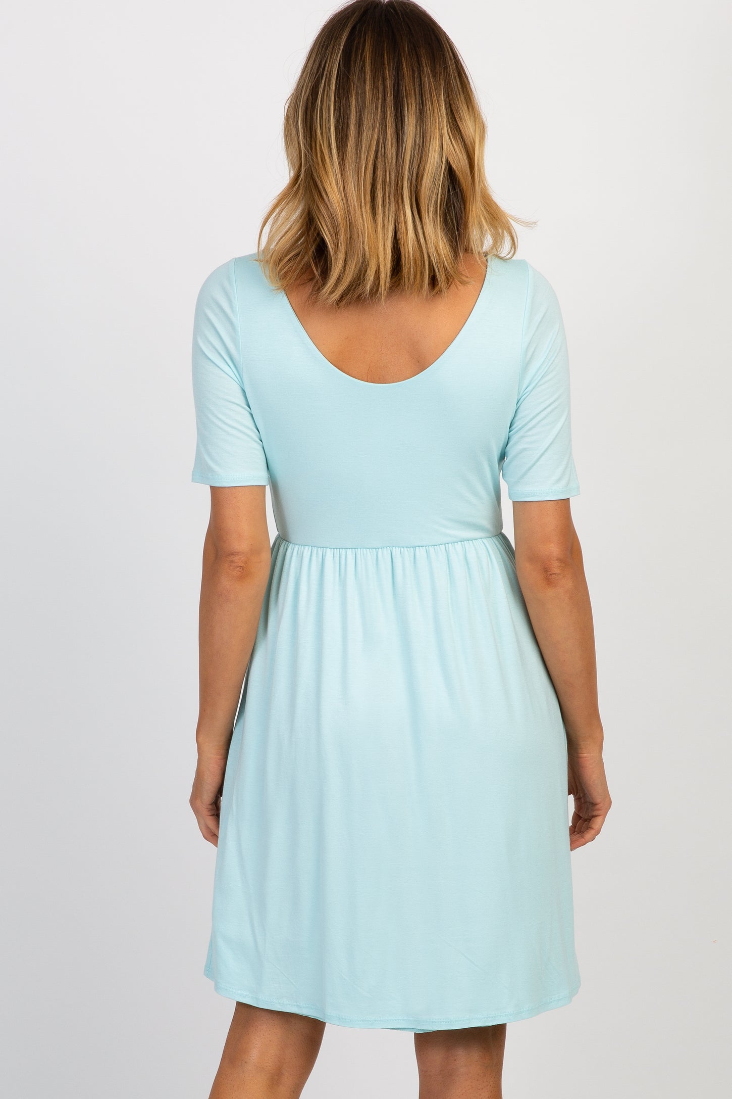 PinkBlush Mint Green Solid Button Front Dress