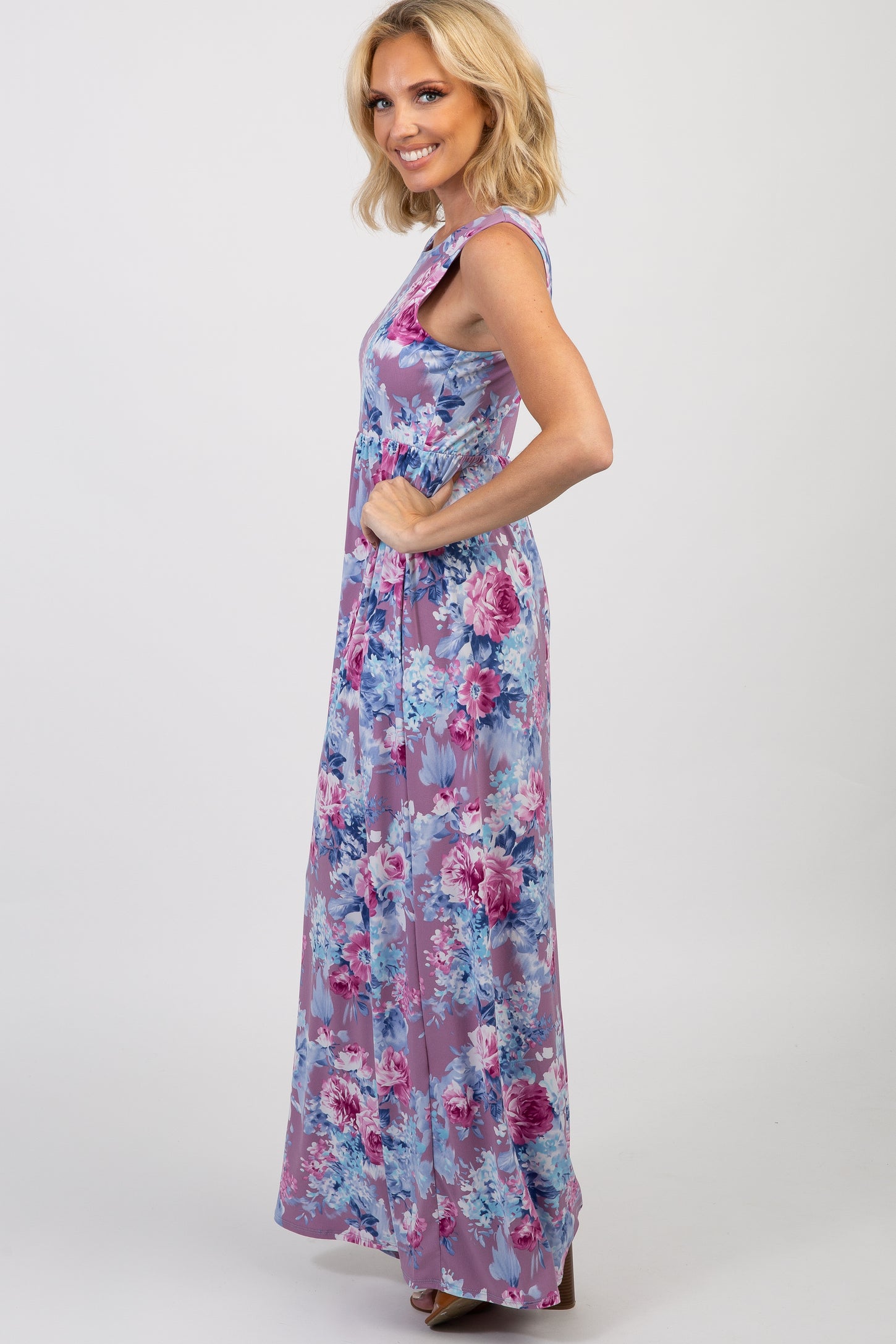 PinkBlush Lavender Floral Sleeveless Maxi Dress