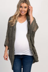 Olive Oversized Crochet Lace Maternity Cardigan