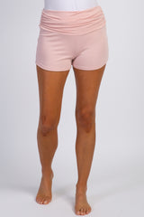 PinkBlush Light Pink Ruched Side Lounge Shorts