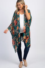 PinkBlush Green Floral Chiffon Draped Front Maternity Cover Up