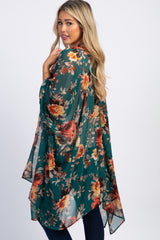 PinkBlush Green Floral Chiffon Draped Front Maternity Cover Up