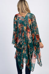 PinkBlush Green Floral Chiffon Draped Front Maternity Cover Up