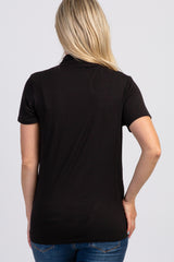 PinkBlush Black Pleated Wrap Accent Maternity/Nursing Top