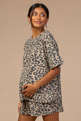 PinkBlush Camel Leopard Short Maternity Pajama Set