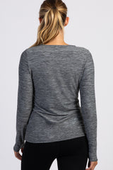 PinkBlush Heather Grey Ruched Long Sleeve Maternity Active Top