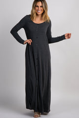 PinkBlush Charcoal Grey Button Front Maxi Dress