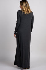 PinkBlush Charcoal Grey Button Front Maxi Dress