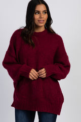 Burgundy Balloon Sleeve Sweater