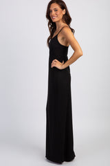 PinkBlush Black Ribbed Empire Waist Cami Maxi Dress