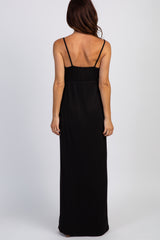 PinkBlush Black Ribbed Empire Waist Cami Maxi Dress