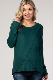 PinkBlush Forest Green Long Sleeve Wrap Maternity Nursing Top