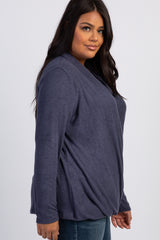 PinkBlush Navy Blue Draped Wrap Plus Nursing Top