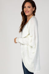 Ivory Knit Draped Front Dolman Cardigan