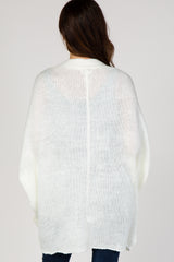 Ivory Knit Draped Front Dolman Cardigan