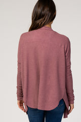 Mauve Waffle Knit Button Front Maternity Top