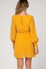 Yellow Chiffon Maternity Wrap Dress