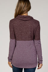 Plum Knit Colorblock Funnel Neck Maternity Top