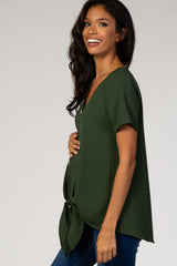 Olive Button Tie Front Maternity Top