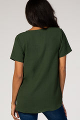 Olive Button Tie Front Maternity Top