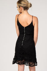 Black Crochet Lace Fitted Dress
