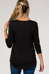 Black Cross Front 3/4 Sleeve Maternity Top