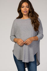 Grey Knit Hi-Low Maternity Top