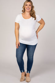 Navy Blue Raw Hem Maternity Plus Jeans