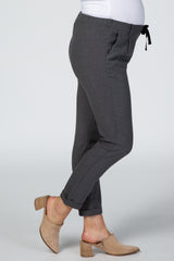 Charcoal Elastic Waist Tapered Cuffed Maternity Pants