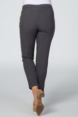 Charcoal Elastic Waist Tapered Cuffed Maternity Pants