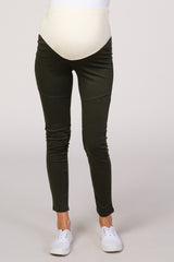 PinkBlush Olive Knit Full Length Maternity Leggings