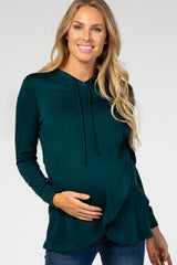 PinkBlush Forest Green Wrap Front Maternity Nursing Hoodie