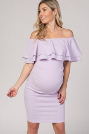 PinkBlush Lavender Off Shoulder Fitted Maternity Dress